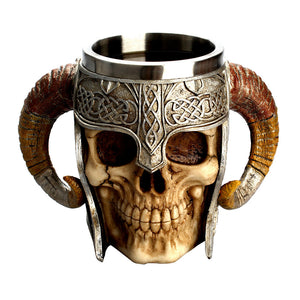 Stainless Steel Skull Coffee Drinking Cup Resin 3D Skull Tankard for Halloween Bar Party Horror Decor